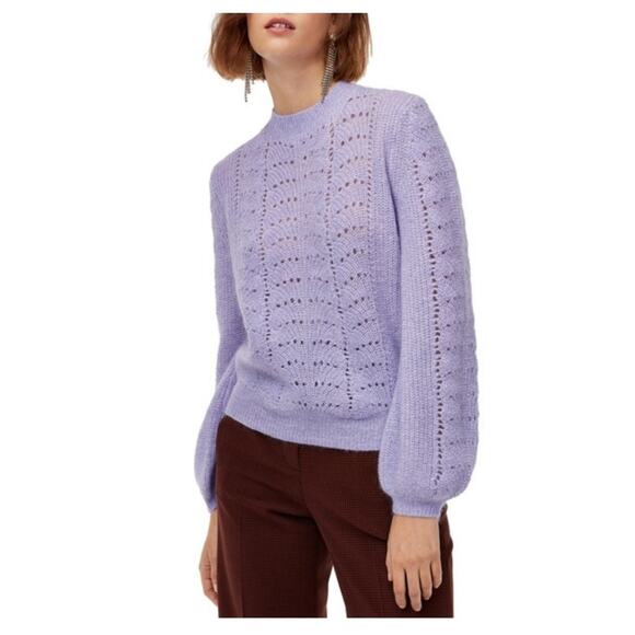 Aritzia Little Moon Purple Gardenia Pointelle Mohair Crewneck Sweater Size XXS - Picture 2 of 15